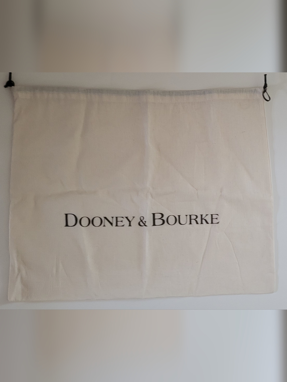 Dooney & Bourke NWT Cotton Dust Bag in Cream with Black Logo & Tissue Paper